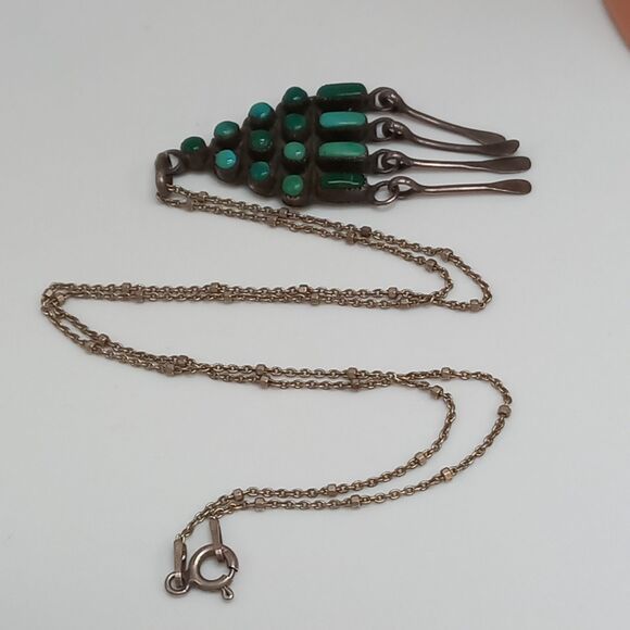 Zuni hand made pendant turquoise sterling - Picture 9 of 10